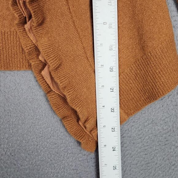 Sarah Spencer Cardigan Womens Small Tan Ruffle Open Front Wool Angora Blend - Picture 4 of 9